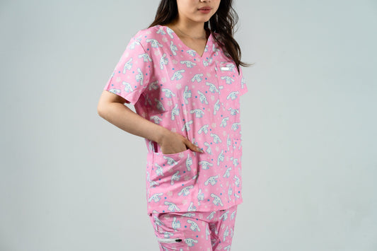 Pink-C Cartoon - Scrub Set