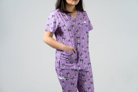 Purple-K Cartoon - Scrub Set