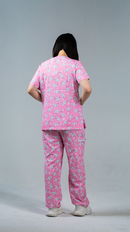 Pink-C Cartoon - Scrub Set